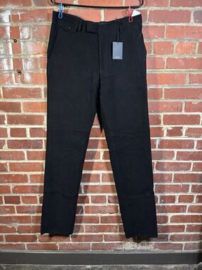 NWT Billy Reid Black Twill Moleskin Flat Front Trouser Pants Size 31 (33 x 35.5)